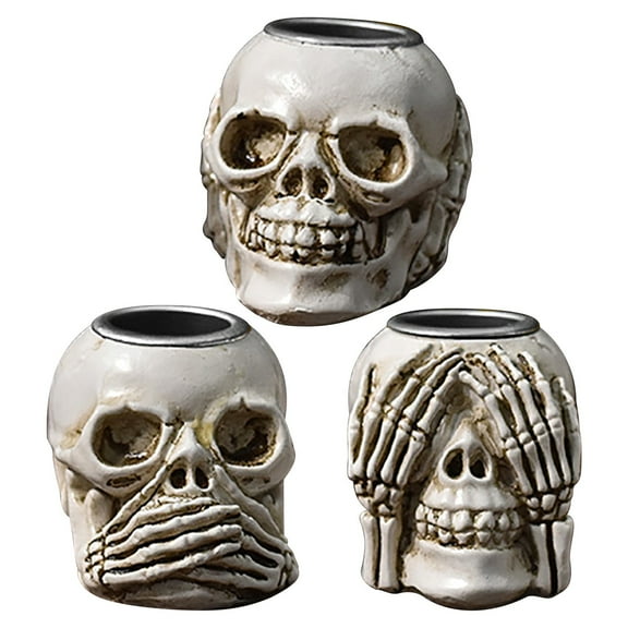 Qocolhg Halloween Skeleton Hand Candlestick, Skeleton Head Candle Holder, Skeleton Palm Candle Candlestick Decorations, Gothic Home Decor, Halloween Home Party Decorations Desktop Ornaments