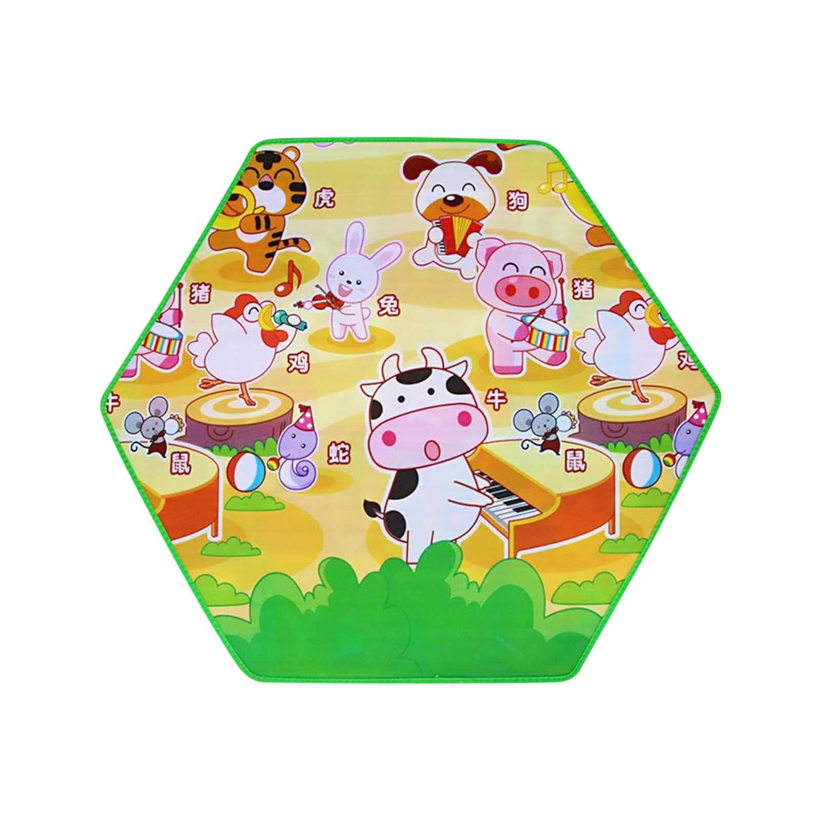 Qocolhg Hexagon Baby Play Mat, Crawling Mat for Playpen, 47 inch Thicken Soft Playpen Mat Fits Hexagon Portable Play Yard & Playpen, Washable Baby Play Mat Non-Slip Mat for Toddler Kids Crawling