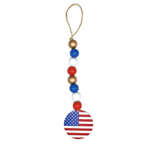 Qocolhg Independence Day Wooden Bead String Wall Hanging Decor Tassel Pendant Rustic Style 4th of July Home Party Patriotic Ornament, Soft Rope Tassel Bead Wood Bead Flower Wreath Bead String