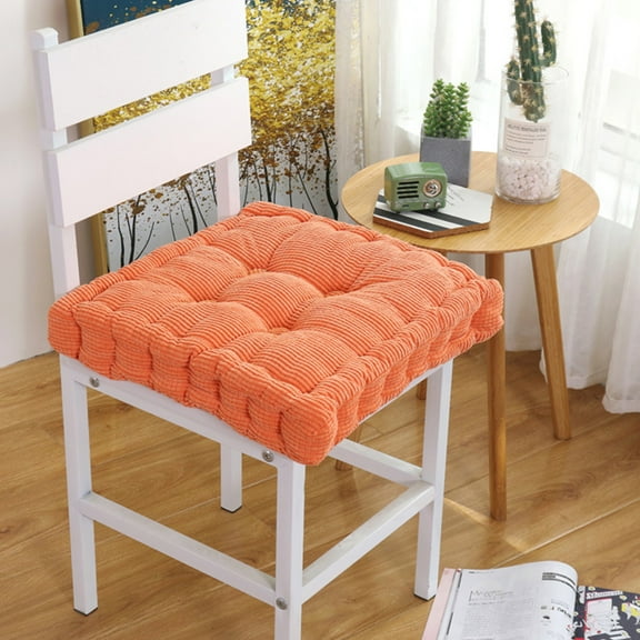 Qocolhg Indoor Square Floor Seating Cushions, Solid Color Chair Cushion Thicken Portable Velvet Floor Seat Cushion for Outdoor Kitchen Office Dining Patio Chair, 16 inch, Clearance, Orange