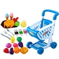 thumbnail image 1 of Qocolhg Kids Shopping Cart, Toy Shopping Cart with Play Food Fruit Vegetable Dessert and Shop Accessories, 23 Pcs Pretend Play Grocery Store Toy Kitchen Game Educational Toy for Ages 3-5 Years Olds, 1 of 6