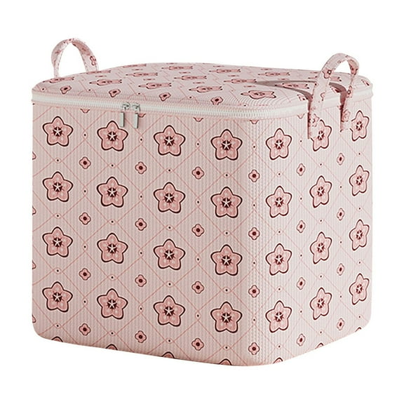 Qocolhg Large Capacity Storage Bag for Clothes, Moving Quilt Storage Boxes with Handle, Travel Clothing Storage Bag with Two Way Zipper, Storage Bins Foldable Multiple Sizes for Home, Pink
