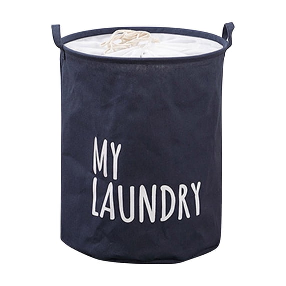 Qocolhg Large Laundry Basket with Handles, Clothes Dirty Laundry Hamper, Foldable Lightweight Basket, Collapsible Laundry Bag, Durable Clothing Storage, Freestanding Tall Clothes Hamper, Navy Blue