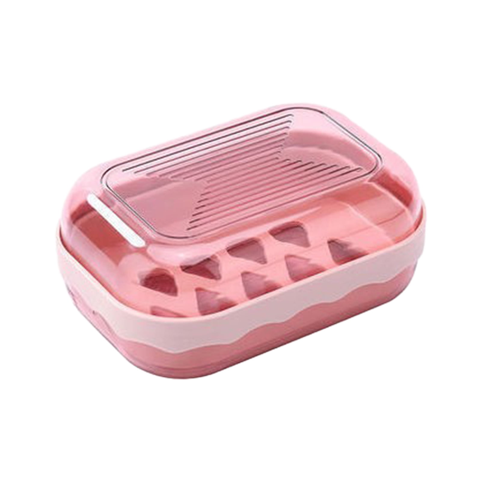 Qocolcyl Plastic Soap Box, Soap Dish, Soap Holder, Double Drainage Bar Soap Case with Lid & Removable Water