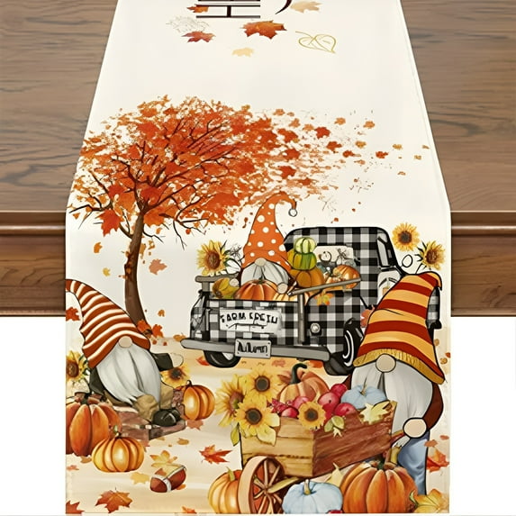 Qocolhg Maple Leaf Fall Table Runner for Thanksgiving Rustic Fall Table Cover Autumn Harvest Table Scarf Home Decorations Dining Table Home Party Decor, 16 x 69 Inches Thanksgiving Table Decor