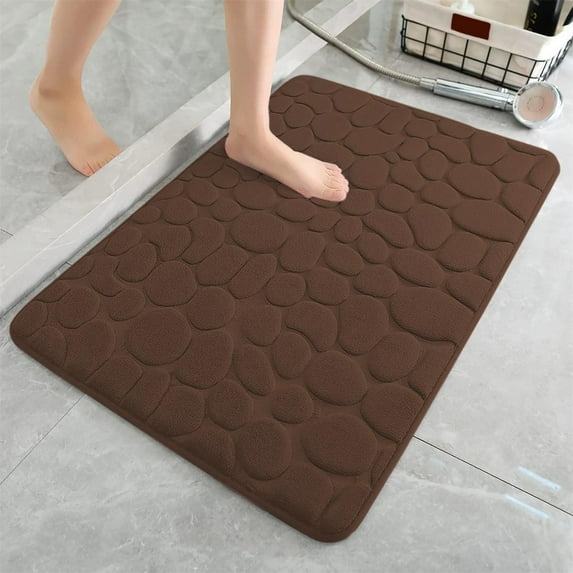 Qocolhg Memory Foam Bath Mats for Bathroom Floor, 20x32 inch Comfortable Soft Non-Slip Super Absorbent Quick Drying Bathroom Rug for Floor, Tub & Shower, Machine Washable, Thick,Clearance,Coffee