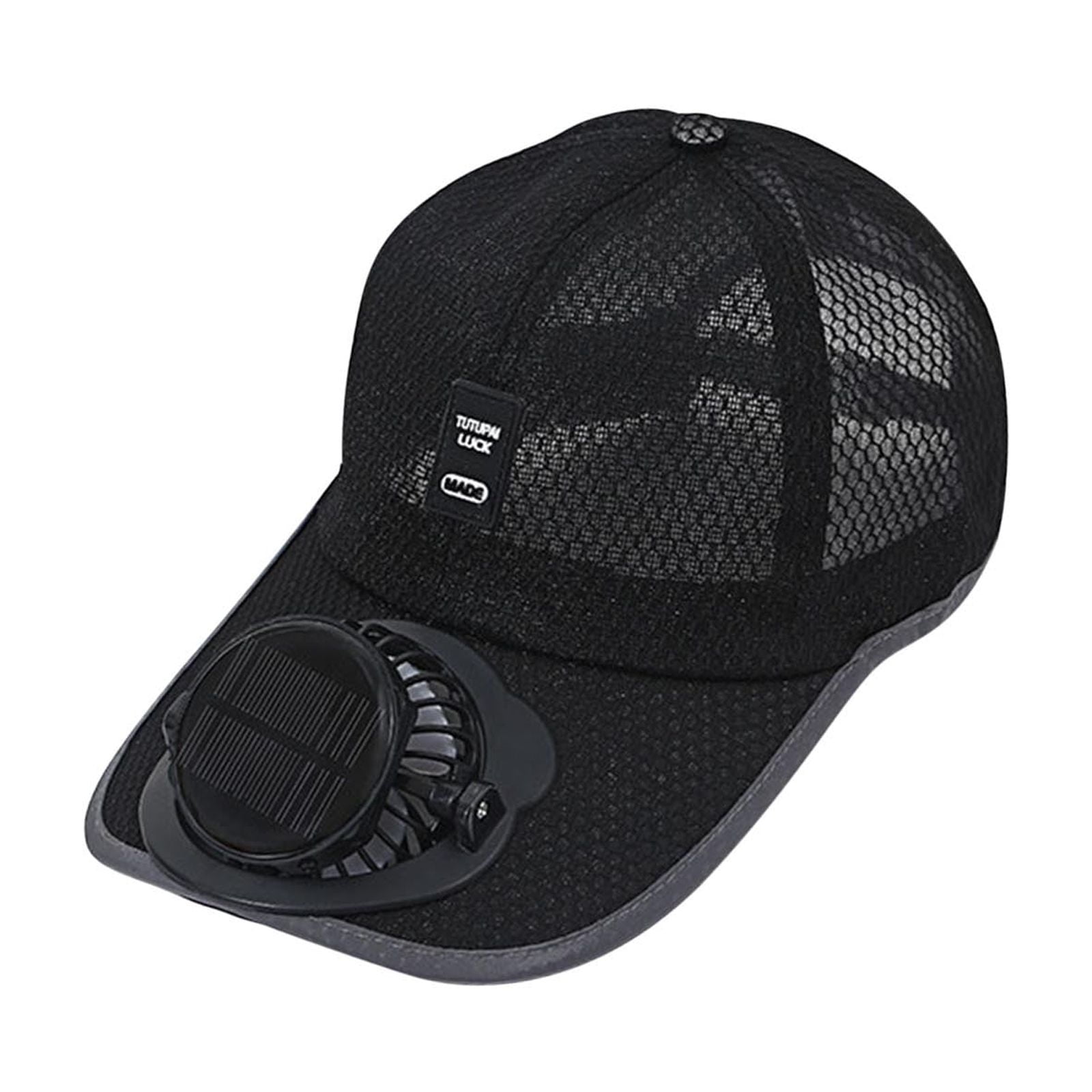 Qocolhg Mens Baseball Cap with Solar Fan, Summer UV Protection Wide ...
