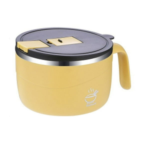 Qocolhg Microwave Ramen Bowl with Handles, Stainless Steel Liner Bowl, Microwavable Soup Mug with Lid Large Soup Cups for Ramen Noodle Cereal Back to School Supplies on Clearance