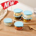thumbnail image 1 of Qocolhg Mini Small Glass Bowls with Lids, 9 fl oz Clear Glass Pinch Bowls, Condiment Containers, for Dips, Nuts, Candy, Snacks, Meal Prep Bowls, Spices Seasonings, Sky Blue, 1 of 5