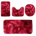 thumbnail image 1 of Qocolhg Mixed Colors Shaggy Bath Mats of 4 Piece U-Shaped Contour Toilet Rug, Soft Comfortable Water Absorption Non-Slip Bath Mat, Shower Mat for Floor, Room Door Mat, Machine Washable, Red, 1 of 7