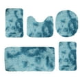 thumbnail image 1 of Qocolhg Mixed Colors Shaggy Bath Mats of 5 Piece U-Shaped Contour Toilet Rug, Soft Comfortable Water Absorption Non-Slip Bath Mat, Shower Mat for Floor, Room Door Mat, Machine Washable, Blue, 1 of 8