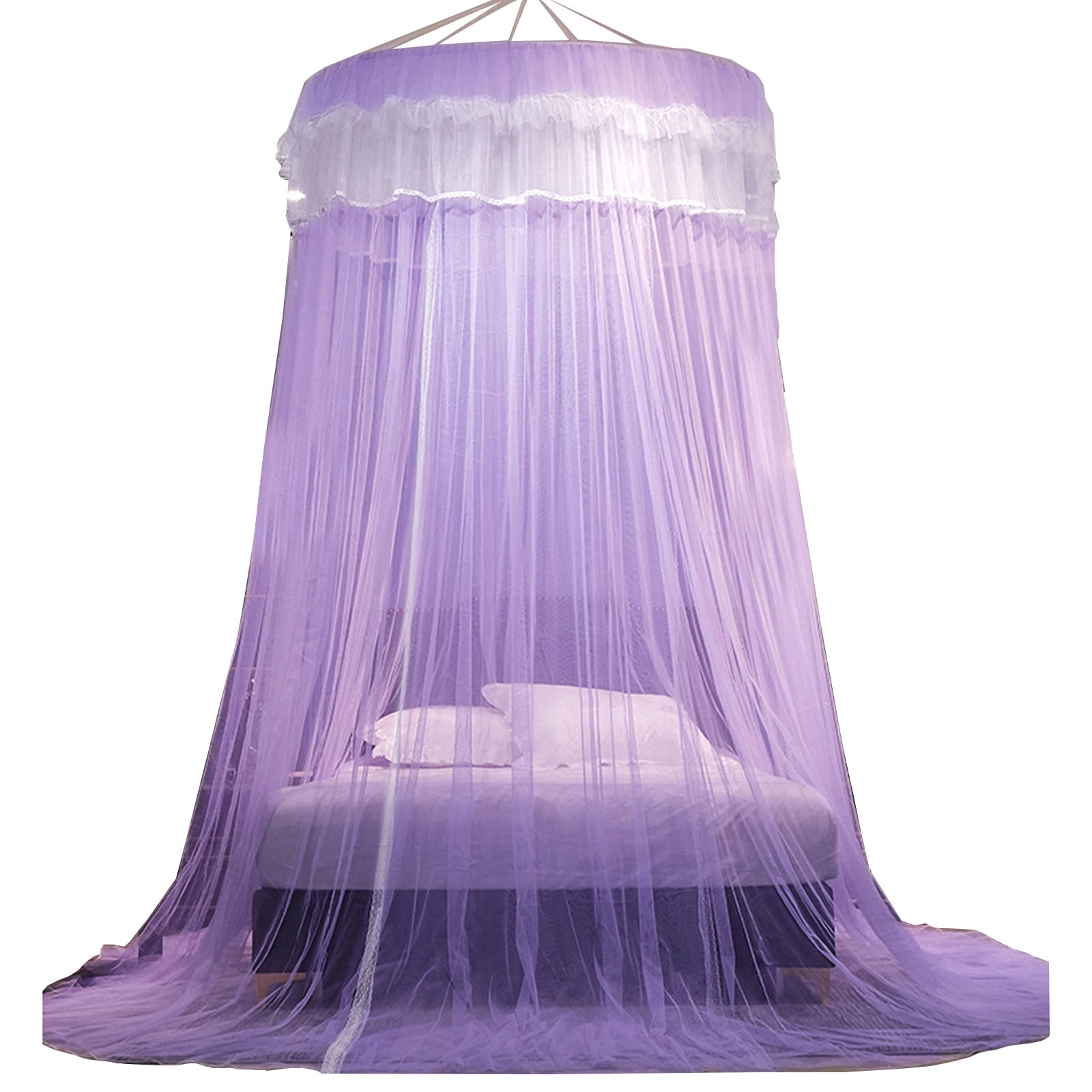 Qocolhg Mosquito Net Bed Canopy for Girls,King Canopy Bed Curtains Queen Size from Ceiling,Dome Mosquito Netting Bed Tent Twin Girls Canopy Bed Decor for Baby Crib,Kid Bed and Adult Beds, Purple