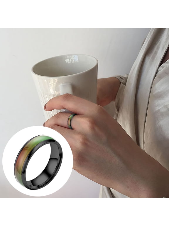Qocolhg Mother's Day Valentine's Day Birthday Gift for Girlfriend Mother Wife DaughterFashionable Temperature Sensitive Glaze Color Color Changing Ring Temperature Sensitive Couple Ring 6MM