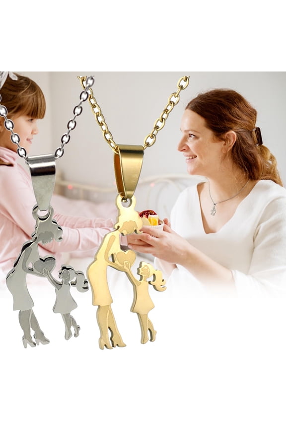 Mother's Day Valentine's Day Birthday Gift for Girlfriend Mother Wife DaughterTitanium Steel Hot Mother Daughter Stainless Steel Necklace Pendant Mother's Day Jewelry Fashion Popular