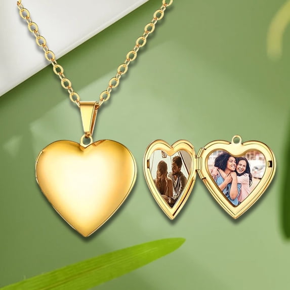 Qocolhg Mother's Day Valentine's Day Birthday Gift for Girlfriend MotherMesmerizingly Beautiful Carved Stainless Steel Peach Heart Locket Pendant - Romantic DIY Keepsake Necklace For Couples Blending