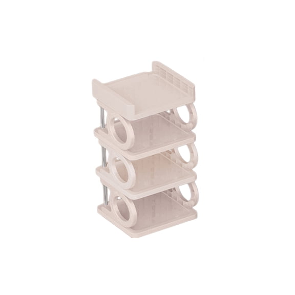 Qocolhg Narrow Corner Shoe Rack 4 Tier Plastic Shoe Shelves Shoe Organizer Shoe Organizer Rack for Small Spaces Shoe Holders Shoe Storage Organizer for Bedroom, Entryway, Dormitory, Pink