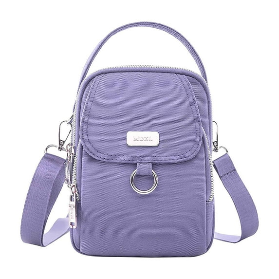 Qocolhg Nylon Crossbody Lanyard Mobile Phone Bag Stylish Accessory with Adjustable Strap, Small Purse Bag Shoulder Bags for Women, Multi Pocket Messenger Bag, Handbags Wallet Tiny Purse, Purple