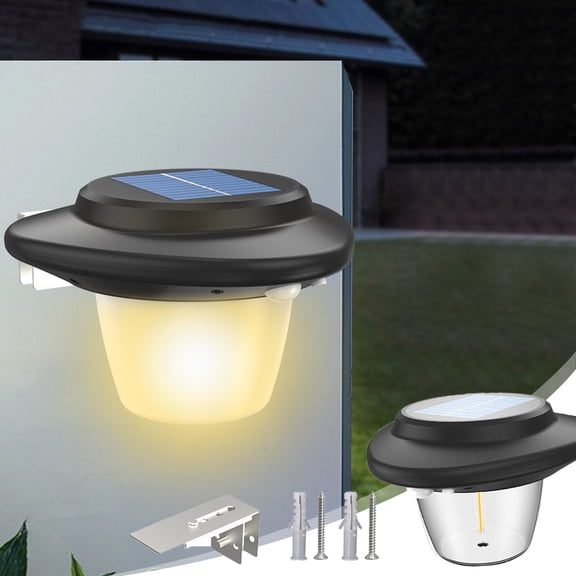 Qocolhg Outdoor Solar Gutter Lights - Solar Fence Lights Outdoor Waterproof LED Solar Powere Deck Lighting Wall Mount Decorative Auto On/Off for Eaves Yard Garden Patio Railing, Warm Light