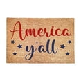 thumbnail image 1 of Qocolhg Patriotic Natural Coir Doormat 4th of July Red Blue Star Welcome Kitchen Rugs Non-Slip Independence Day Entrance Floor Mats for Indoor Outdoor Outside Home Bathroom Decorations, 16x24 inch, 1 of 6