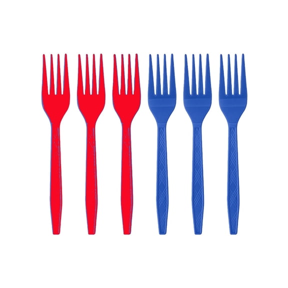 Qocolhg Patriotic Plastic Cutlery, Utensil Sets, 24 Pack Forks Disposable Cutlery Set, Flatware Set For Party Supplies Exquisite, Patriotic Party Supplies for Independence Day 4th of July, Fork
