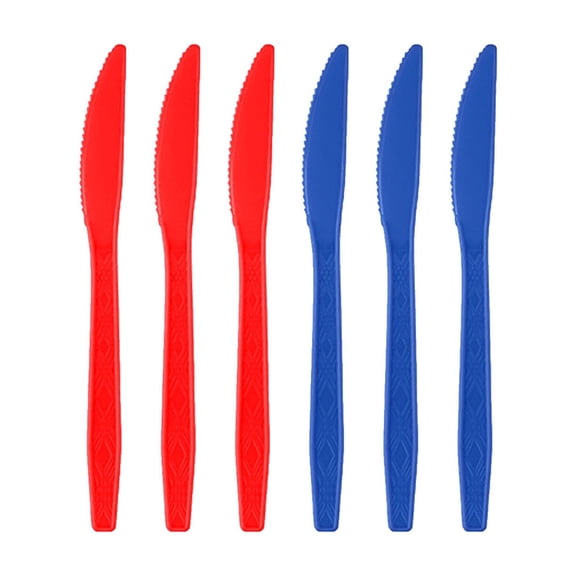 Qocolhg Patriotic Plastic Cutlery, Utensil Sets, 24 Pack Knives Disposable Cutlery Set, Flatware Set For Party Supplies Exquisite, Patriotic Party Supplies for Independence Day 4th of July, Knife