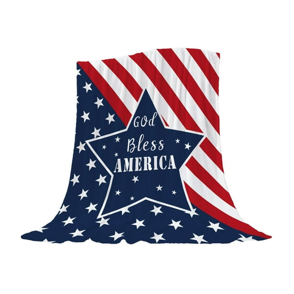 Qocolhg Patriotic Throw Blanket Baby Small 4th of July Memorial Day Independence American Flag Flannel Blanket for Swaddle Toddler Pet Veteran Day Stars and Stripes Red White Blue Blanket 30x40 inch
