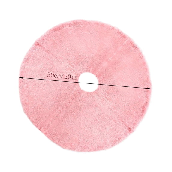 Qocolhg Pink Plush Christmas Tree Skirt 20 inch Small Faux Fur Xmas Tree Skirt Base Cover Mat with Shiny Streamers for Christmas Tree Holiday Home Party Decorations