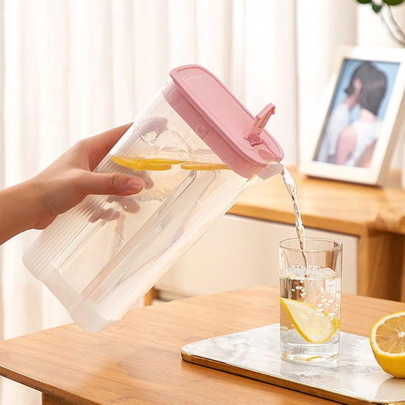 Qocolhg Plastic Pitcher, Ice Tea Pitcher, Clear Water Pitcher for Cold Drinks, Lemonade Juice Beverage Jar, Plastic Pitcher with Lid, BPA-FREE, for Lemonade, Iced Tea, Milk, Juice, Beverages, 1.2L