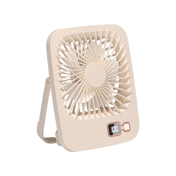 Qocolhg Portable Desk Fan, Folding Stand for Desktop, 4 Speed LED Makeup Fan, Rechargeable Mini Personal Fans Small Handheld Fan Travel Essentials Gifts for Women Girls Beige, Clearance