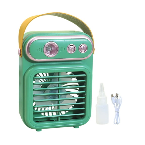Qocolhg Portable Evaporative Air Cooler Fan, Humidifier Aqua-Cooling Mist Technology, 3 Speed Personal Small Fan, USB Rechargeable Fan, Ice Fan for Office, Car, Bedroom, Desk, Camping, Green
