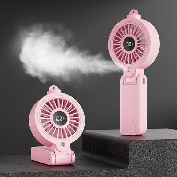 Qocolhg Portable Handheld Mini Fan with Mister, Foldable Small Fan USB Rechargeable Battery Operate Cooling Fan for Outdoor, Indoor, Makeup, Commute, Travel, Gifts for Women Kids, Pink, Clearance