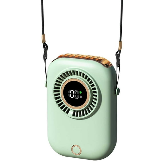 Qocolhg Portable Hanging Neck Fan Personal Fan Battery Operated USB Rechargeable 5 Speed Mini Handheld Cooling Refrigeration Necklace Fan for Women Makeup Camping Outdoor Travel, Green, Clearance