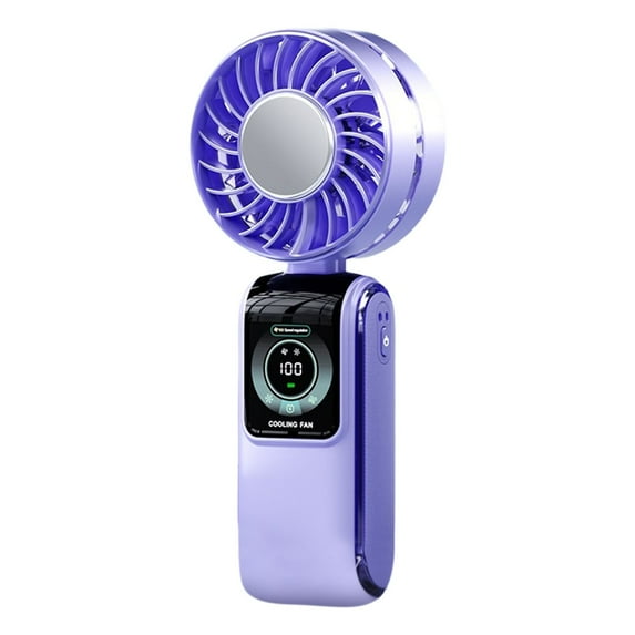 Qocolhg Portable Mini Turbo Fan, High Speed Handheld Fans with Power Display, USB Rechargeable Battery Small Fan, Foldable Personal Cooling Fan for Women Kids Indoor Outdoor Travel Purple Clearance