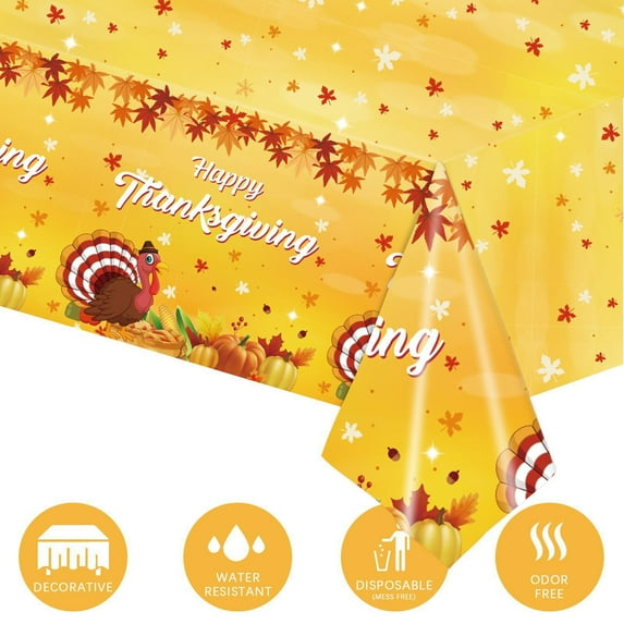 Qocolhg Pumpkin Maple Leaf Table Cloth for Square Tables - 54 x 107 Inch Spill-proof Fall Autumn Tablecloth, Washable Thanksgiving Table Decor, Farmhouse Fall Halloween Decorations for Home Kitchen