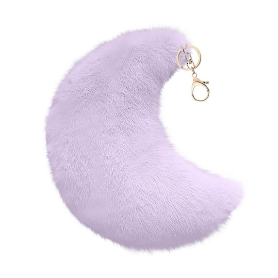 Qocolhg Purple Moon Pillow, Soft Moon Throw Pillow Plush Moon Shaped Decorative Pillow Faux Rabbit Fluffy Cushion for Girl Fit Living Bed Dining Sofa Car Home Decor Girls Women Valentine