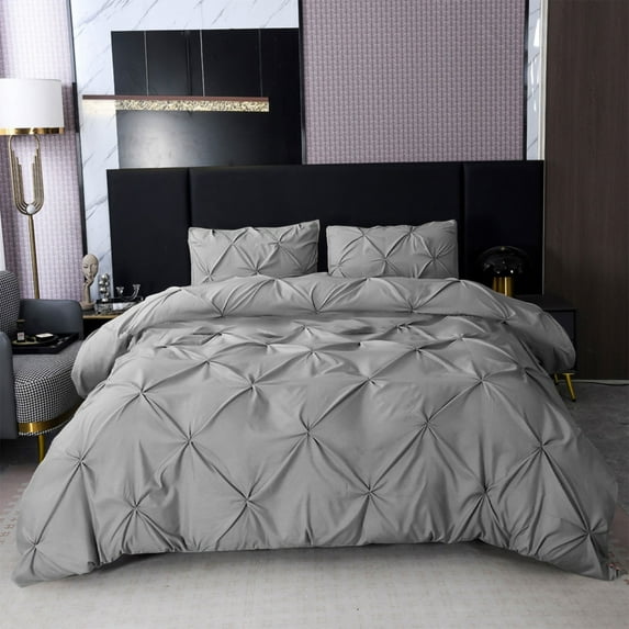 Qocolhg Queen Duvet Cover Set,3 Piece Bedding,Queen Comforter Set,Comfy Breathable & Cooling Duvet Cover,All Season Luxury Soft Bedding,1 Duvet Cover,2 Pillowcases,Clearance,Gray