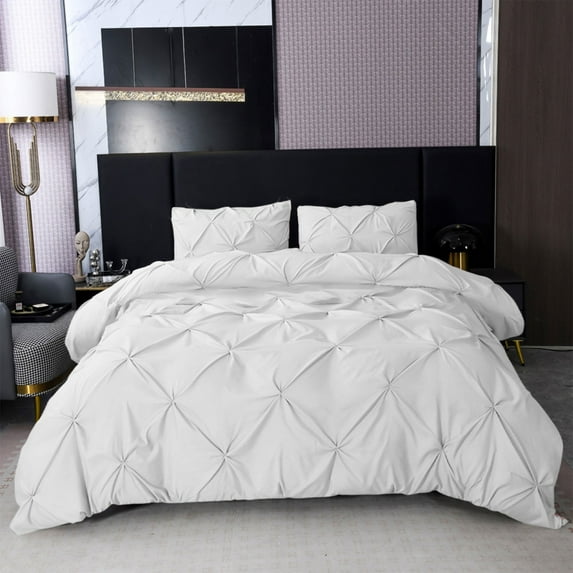 Qocolhg Queen Duvet Cover Set,3 Piece Bedding,Queen Comforter Set,Comfy Breathable & Cooling Duvet Cover,All Season Luxury Soft Bedding,1 Duvet Cover,2 Pillowcases,Clearance,White