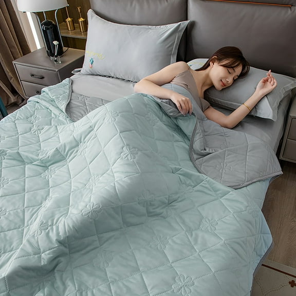 Qocolhg Quilt Twin/Queen Size - Cooling Blanket for Hot Sleepers, Skin-friendly Plain Printed Washed Cotton Summer Quilt, Oversized Bedding Soft Coverlet Quilts, Summer Clearance, Green