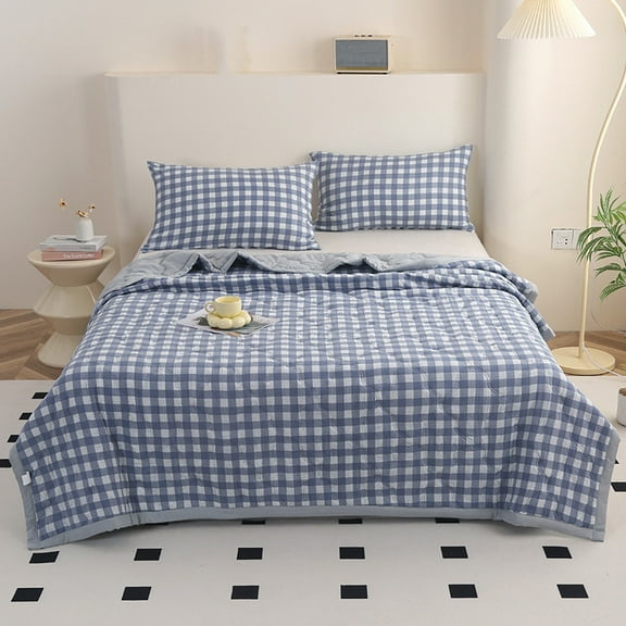 Qocolhg Quilts Twin Size for Adult Kids, Lightweight Plaid Bedspreads Coverlets Quilt Bedding Cooling Blanket for All Seasons, Breathable Blanket for Hot Sleepers, Thin Blankets for Summer
