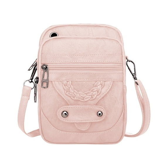 Qocolhg Retro Leather Crossbody Bag Stylish Accessory with Adjustable Strap, Small Purse Bag Shoulder Bags for Women, Multi Pocket Messenger Bag, Handbags Wallet Tiny Purse, Pink