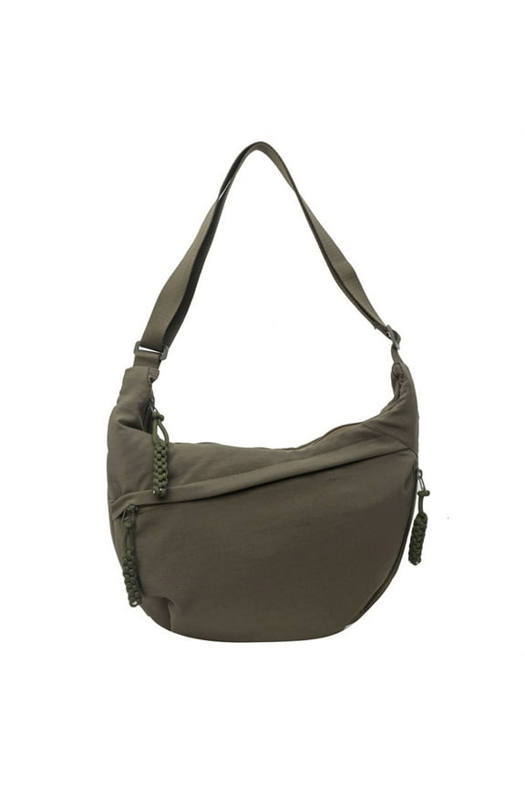 Retro Nylon Canvas Crescent Crossbody Bag for Women Shoulder Tote Handbag Casual Sling Bag Dumpling Purse Bag for Outdoor Sports Travel Hiking Cycling Walking, Green