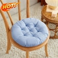 thumbnail image 1 of Qocolhg Round Chair Pad Seat Cushion Solid Color Soft Warm Chair Pads Comfy Velvet Cushion Pillow for Home Kitchen Dining Room Office Chair Reading, Blue, 1 of 3