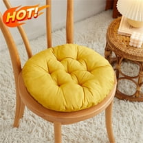 Qocolhg Round Chair Pad Seat Cushion Solid Color Soft Warm Chair Pads Comfy Velvet Cushion Pillow for Home Kitchen Dining Room Office Chair Reading, Yellow