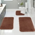 thumbnail image 1 of Qocolhg Shaggy Bath Mats of 3 Piece U-Shaped Contour Toilet Rug, Soft Comfortable Water Absorption Non-Slip Bath Mat, Shower Mat for Floor, Room Door Mat, Machine Washable, Brown, 1 of 8