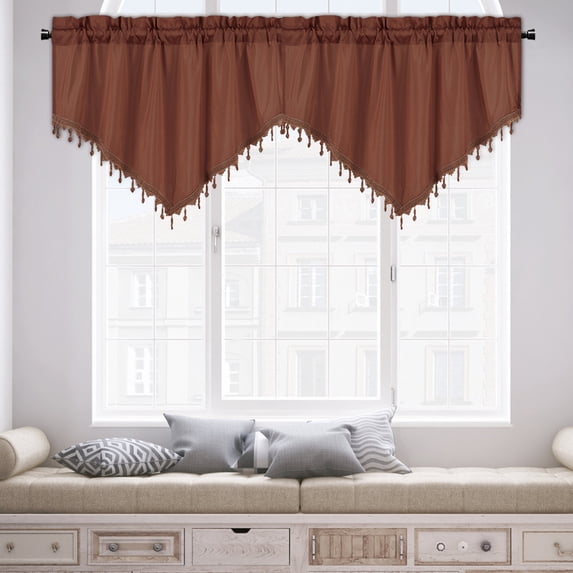Qocolhg Short Curtains for Windows, Modern Valances Curtain, Small Valance for Window Kitchen, Triangular Curtains, Household Curtains Through Rod Curtains, V Shaped, 51.2x 23.6 inch