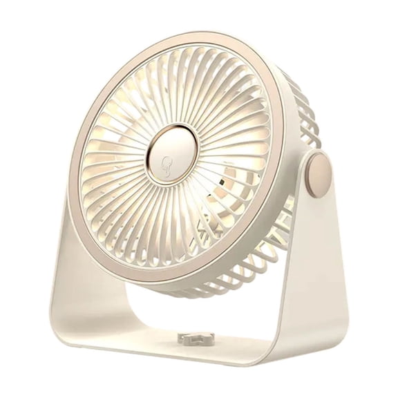 Qocolhg Small Desk Fan with Night Light, Portable USB Rechargeable Fan, Adjustable 5 Wind Speeds, Quiet Personal Wall Hanging Fan, Table Fan for Desktop, Home, Bedroom, Office, Travel,Beige,Clearance