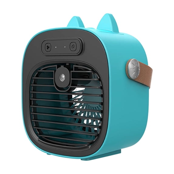 Qocolhg Small Desktop Fan Portable Handheld Fan with Mister, Multiple Speed, USB Rechargeable Personal Fan Spray Water Mist Fan Cooling Fans for Bedroom, Office, Home, Travel, Quiet, Blue, Clearance