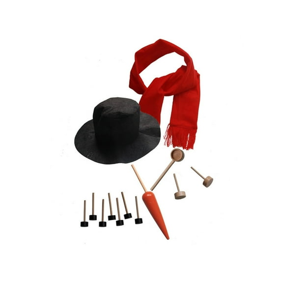 Qocolhg Snowman Decorations Kit, Large Snowman Making Kit Snowman Dressing Kit Outdoor Fun Christmas Gift for Kids and Family, Including Top Hat, Scarf, Pipe, Eyes, Carrot Nose and Buttons