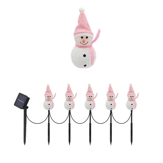 Qocolhg Snowman Light Garden Lights 5 in 1 Christmas String Light Solar Christmas Decoration LED Lights Outdoor Waterproof Snowman Stake Lights for Outdoor Pathway Yard Garden Decoration
