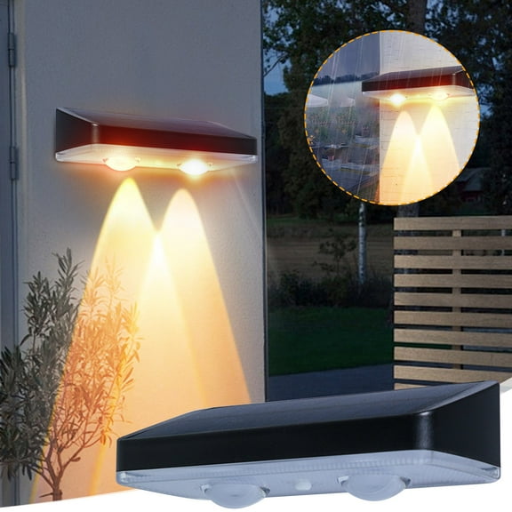 Qocolhg Solar Lights Outdoor Waterproof, Motion Sensor Wireless Solar Wall Light, Dusk to Dawn Outdoor Security Wall Lamps Fence Lights Solar Gutter Light for Corridor Balcony Courdyard Garage Patio